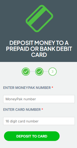 MoneyPak Deposit page